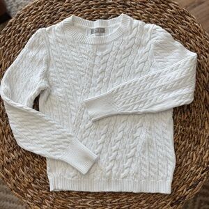 J.Crew White Cable Knit Sweater